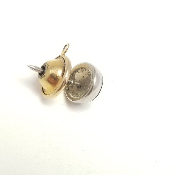 Vintage Oval Black Tie Tack Pin with Silver Tone Center, Mens Jewelry - Picture 3 of 5